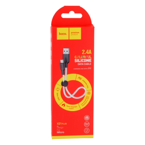 Купити Кабель USB Hoco X21 Plus Silicone Micro 0.25m, 5