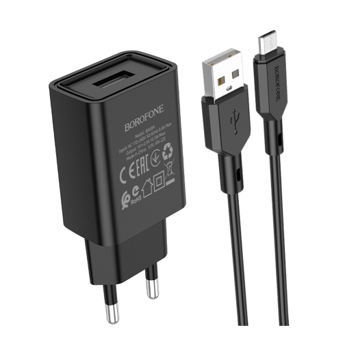 Купить Сетевое Зарядное Устройство Borofone BA68A Micro 1USB 2.1A, 3