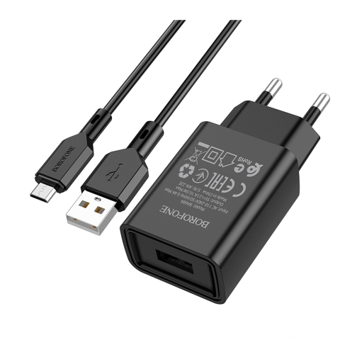 Купить Сетевое Зарядное Устройство Borofone BA68A Micro 1USB 2.1A, 4