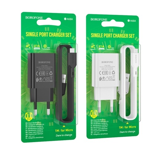Купить Сетевое Зарядное Устройство Borofone BA68A Micro 1USB 2.1A, 7