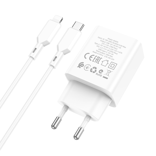 Купить Сетевое Зарядное Устройство Borofone BA69A Resource PD20W+QC3.0 Type-C to Lightning, 3
