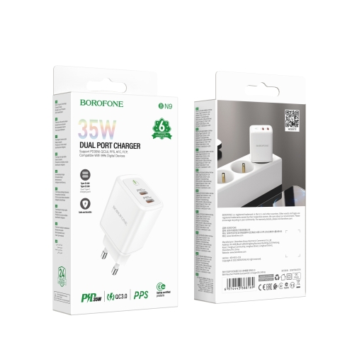 Купить Сетевое Зарядное Устройство Borofone BN9 Reacher PD/QC 35W, 4