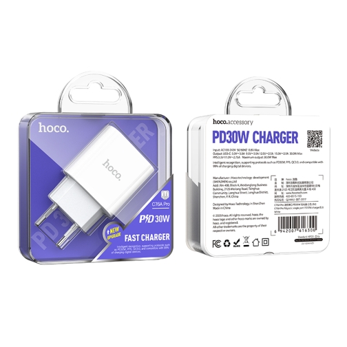 Купить Сетевое Зарядное Устройство Hoco C76A Pro 1USB-C PD/QC 30W, 2