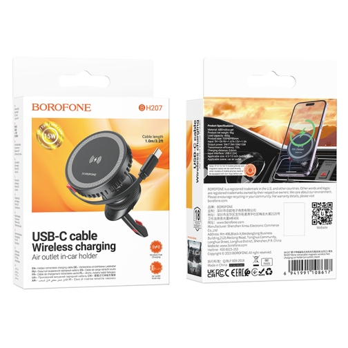 Купити Автотримач Borofone BH207 Mona Magnetic Wireless 15W