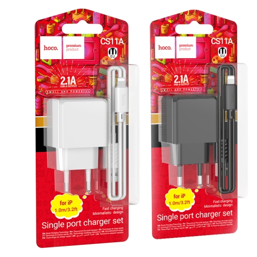 Купить Сетевое Зарядное Устройство Hoco CS11A 1USB 2.1A+USB to Lightning, 8