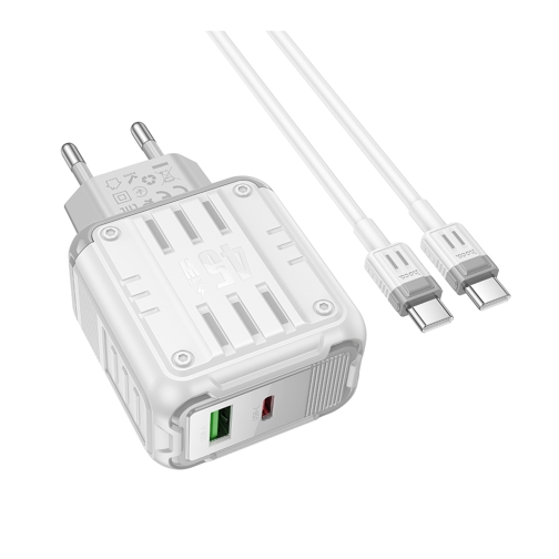 Купити Мережевий Зарядний Пристрій Hoco C136A 1USB-C/1USB PD/QC 45W+Type-C to Type-C, 3