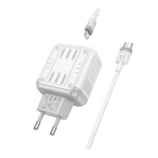 Купити Мережевий Зарядний Пристрій Hoco C136A 1USB-C/1USB PD/QC 45W+Type-C to Type-C, 4