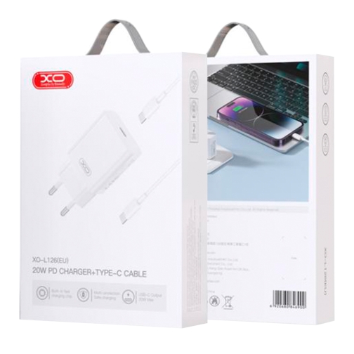 Купить Сетевое Зарядное Устройство XO L126 1USB-C PD/QC 20W+Type-C to Lightning, 5