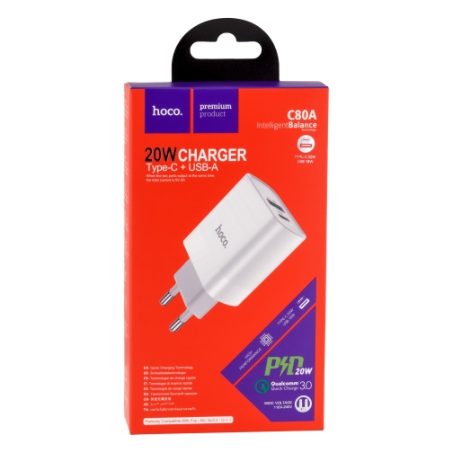 Купити Мережевий Зарядний Пристрій Hoco C80A PD20W + QC 3.0