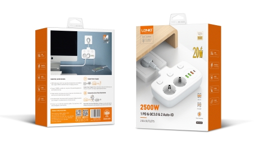 Купити Мережевий Подовжувач LDNIO SE2435 2 EU ports/1PD/1QC/2 auto ID