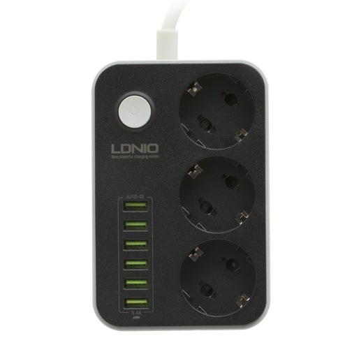 Купити Мережевий Подовжувач LDNIO SE3631 6USB 3.4A / 3 Socket, 2
