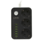Купити Мережевий Подовжувач LDNIO SE3631 6USB 3.4A / 3 Socket, 2