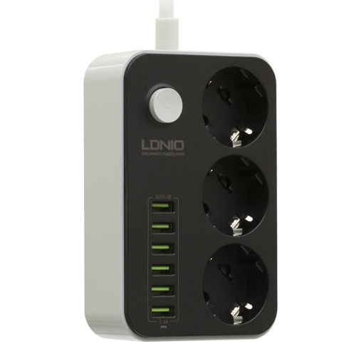 Купити Мережевий Подовжувач LDNIO SE3631 6USB 3.4A / 3 Socket, 3