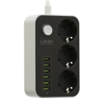 Купити Мережевий Подовжувач LDNIO SE3631 6USB 3.4A / 3 Socket, 3