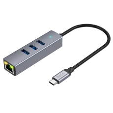 Купити Хаб USB Hoco HB34 Easy link Gigabit Ethernet adapter(Type C to USB3.0*3+RJ45)