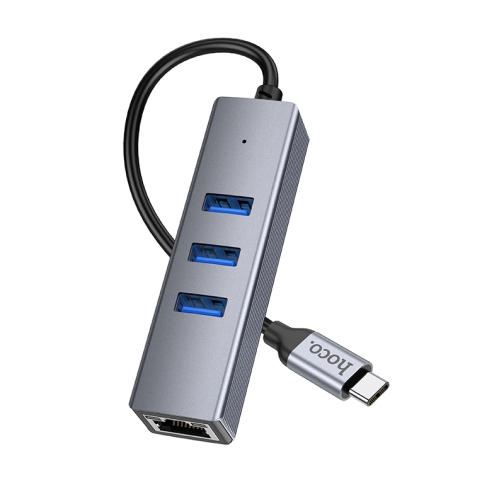Купить USB Hoco HB34 Easy link Gigabit Ethernet adapter(Type C to USB3.0*3+RJ45), 4