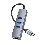 Купить USB Hoco HB34 Easy link Gigabit Ethernet adapter(Type C to USB3.0*3+RJ45), 4