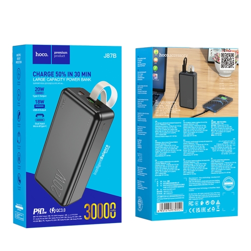 Купити Універсальна Мобільна Батарея Power Bank Hoco J87B Tacker PD20W+QC3.0 30000 mAh, 2