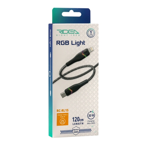 Купити Кабель USB Ridea RC-RL15 RGB Light Type-C to Lightning 30W 1.2m, 2