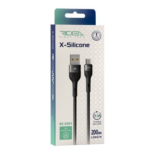 Купить USB Ridea RC-XS51 X-Silicone MicroUSB 3A 2m, 2