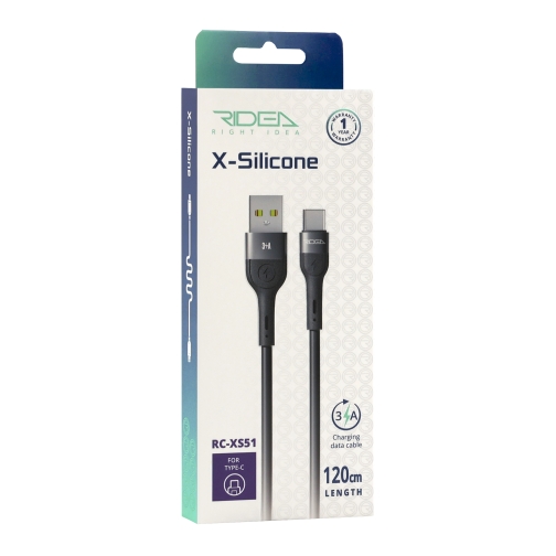 Купить USB Ridea RC-XS51 X-Silicone Type-C 3A 1.2m, 3