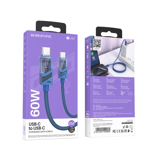 Купити Кабель USB Borofone BU42 Octavia 60W Type-C to Type-C 1.2m, 3