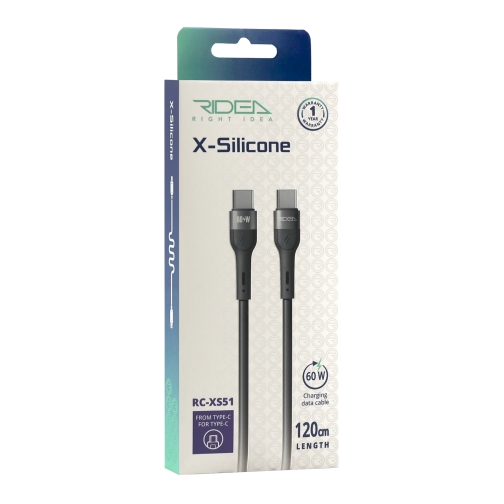Купити Кабель USB Ridea RC-XS51 X-Silicone Type-C to Type-C 60W 1.2m, 3