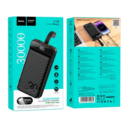 Купити Універсальна Мобільна Батарея Power Bank Hoco J123B Element 22.5W+PD20W with digital display 30000 mAh, 2