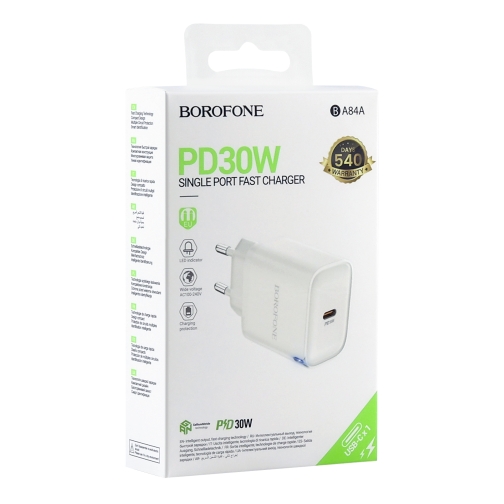 Купити Мережевий Зарядний Пристрій Borofone BA84A 1USB-C PD/QC 30W, 2