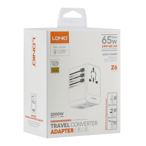 Купить Сетевой Переходник LDNIO Z6 2USB-C/1USB 65W, 2