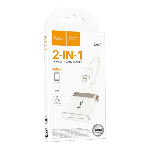 Купить Переходник Hoco UA40 2-in-1 Card Reader Lightning, 2
