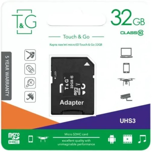 Купить Карта Памяти T&G MicroSDHC 32gb UHS-3 10 Class & Adapter