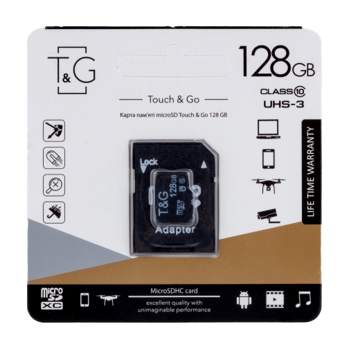 Купить Карта Памяти T&G MicroSDXC 128gb UHS-3 10 Class & Adapter