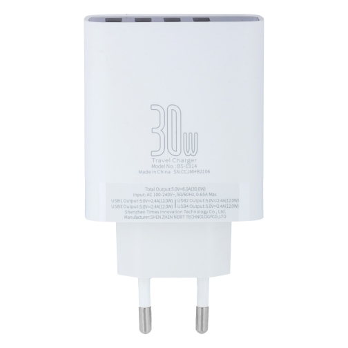 Купити Мережевий Зарядний Пристрій Baseus Mirror Lake 4 USB 30W CCJMHB-B 6A, 4