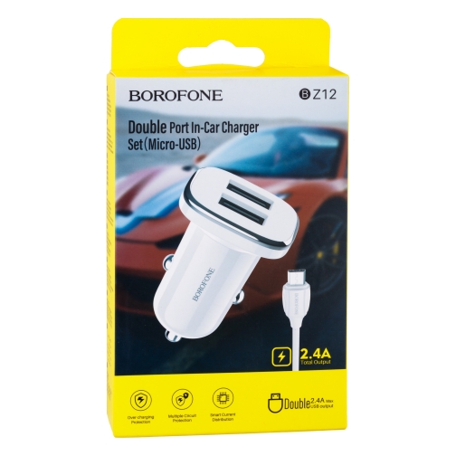 Купить Авто Зарядное Устройство Borofone BZ12 2.4A Micro 2 USB, 2