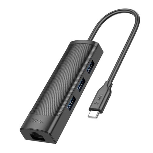 Купити Хаб USB Hoco HB42 4-in-1 (Type-C to USB3.0*3+RJ45 1Gbps) (L=0.2M)