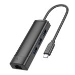 Купити Хаб USB Hoco HB42 4-in-1 (Type-C to USB3.0*3+RJ45 1Gbps) (L=0.2M)