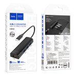 Купити Хаб USB Hoco HB42 4-in-1 (Type-C to USB3.0*3+RJ45 1Gbps) (L=0.2M), 2