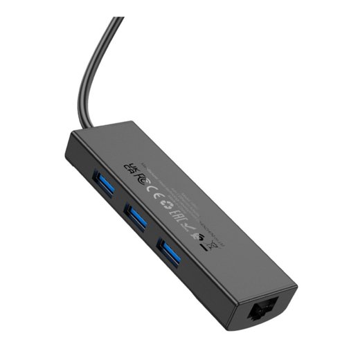 Купити Хаб USB Hoco HB42 4-in-1 (Type-C to USB3.0*3+RJ45 1Gbps) (L=0.2M), 7