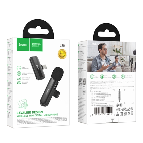 Купити Мікрофон Петличний Бездротовий Hoco L20 Type-C, 2
