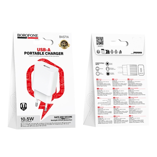 Купити Мережевий Зарядний Пристрій Borofone BAS71A 1USB 2.1A, 2