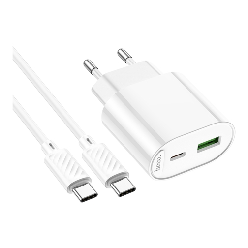 Купити Мережевий Зарядний Пристрій Hoco C109A 1USB-C/1USB PD/QC 20W+Type-C to Type-C