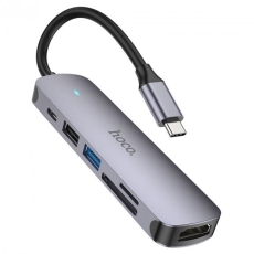 Купити Хаб USB Hoco HB28 Type-C multi-function converter(HDTV+USB3.0+USB2.0+SD+TF+PD)