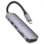 Купить USB Hub Hoco HB28 Type-C multi-function converter(HDTV+USB3.0+USB2.0+SD+TF+PD), 2