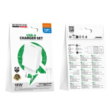 Купить Сетевое Зарядное Устройство Borofone BAS72A 1USB QC3.0 18W+USB to Type-C