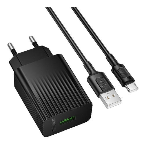 Купить Сетевое Зарядное Устройство Borofone BAS72A 1USB QC3.0 18W+USB to Type-C, 5
