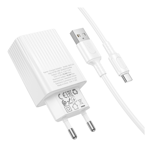 Купить Сетевое Зарядное Устройство Borofone BAS72A 1USB QC3.0 18W+USB to Type-C, 8