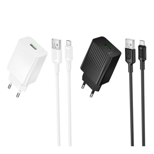Купити Мережевий Зарядний Пристрій Borofone BAS72A 1USB QC3.0 18W+USB to Micro