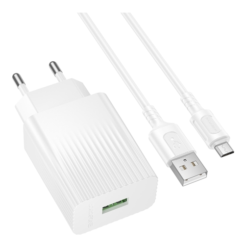 Купити Мережевий Зарядний Пристрій Borofone BAS72A 1USB QC3.0 18W+USB to Micro, 4