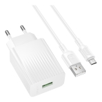 Купити Мережевий Зарядний Пристрій Borofone BAS72A 1USB QC3.0 18W+USB to Micro, 4